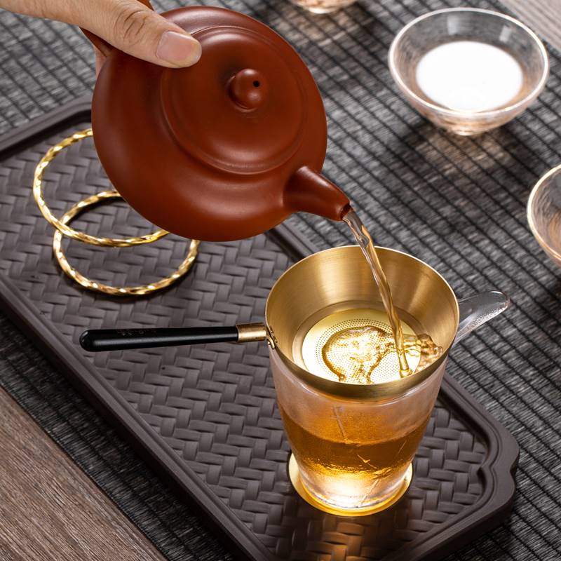 纯铜茶漏网套装茶叶过滤网功夫茶具配件茶滤创意日式茶滤器滤茶器