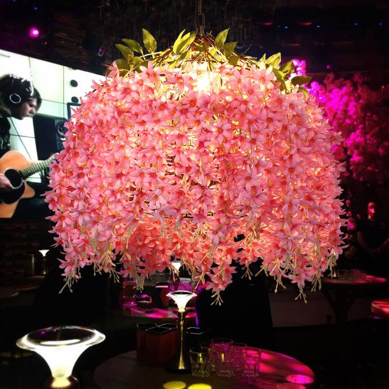 繁花酒吧吊灯网红店铺植物装饰吊灯主题餐厅吊灯音乐餐吧烤吧吊灯