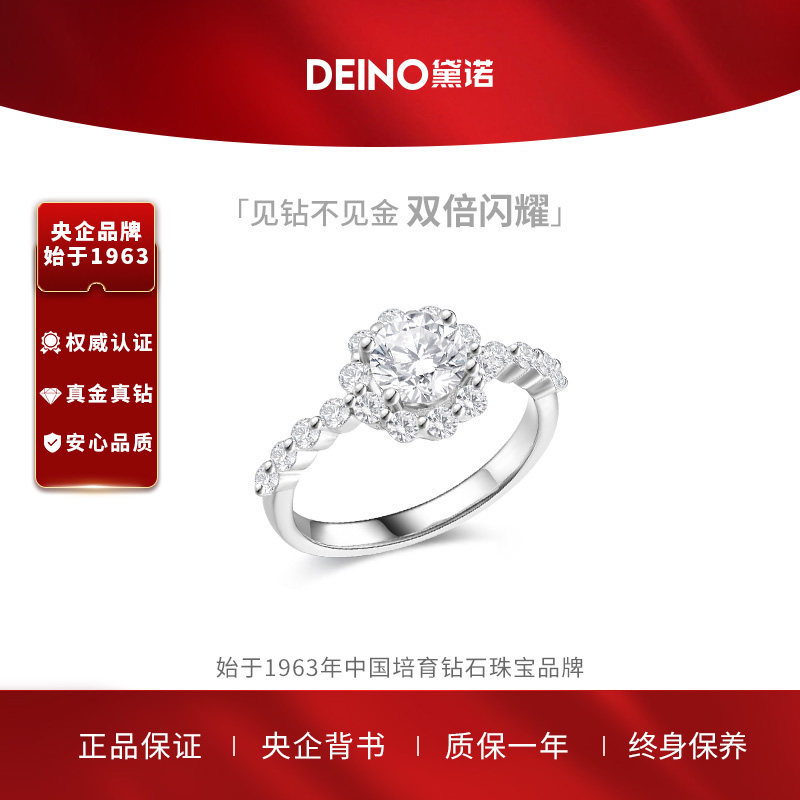 【培育】DEINO黛诺培育钻石钻戒求婚戒指钻石订婚戒指女花漾