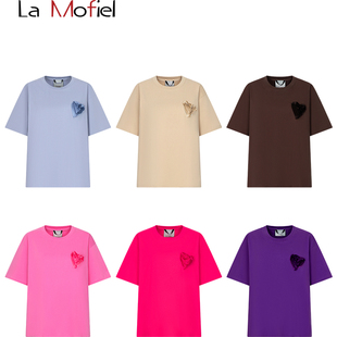 情侶T恤labubu同款 驀霏定制同色愛心短袖 色 Mofiel 九紫離火年