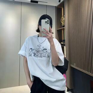 t恤女时尚 卡通图案印花短袖 洋气宽松套头上衣 新款 欧洲站2025春季