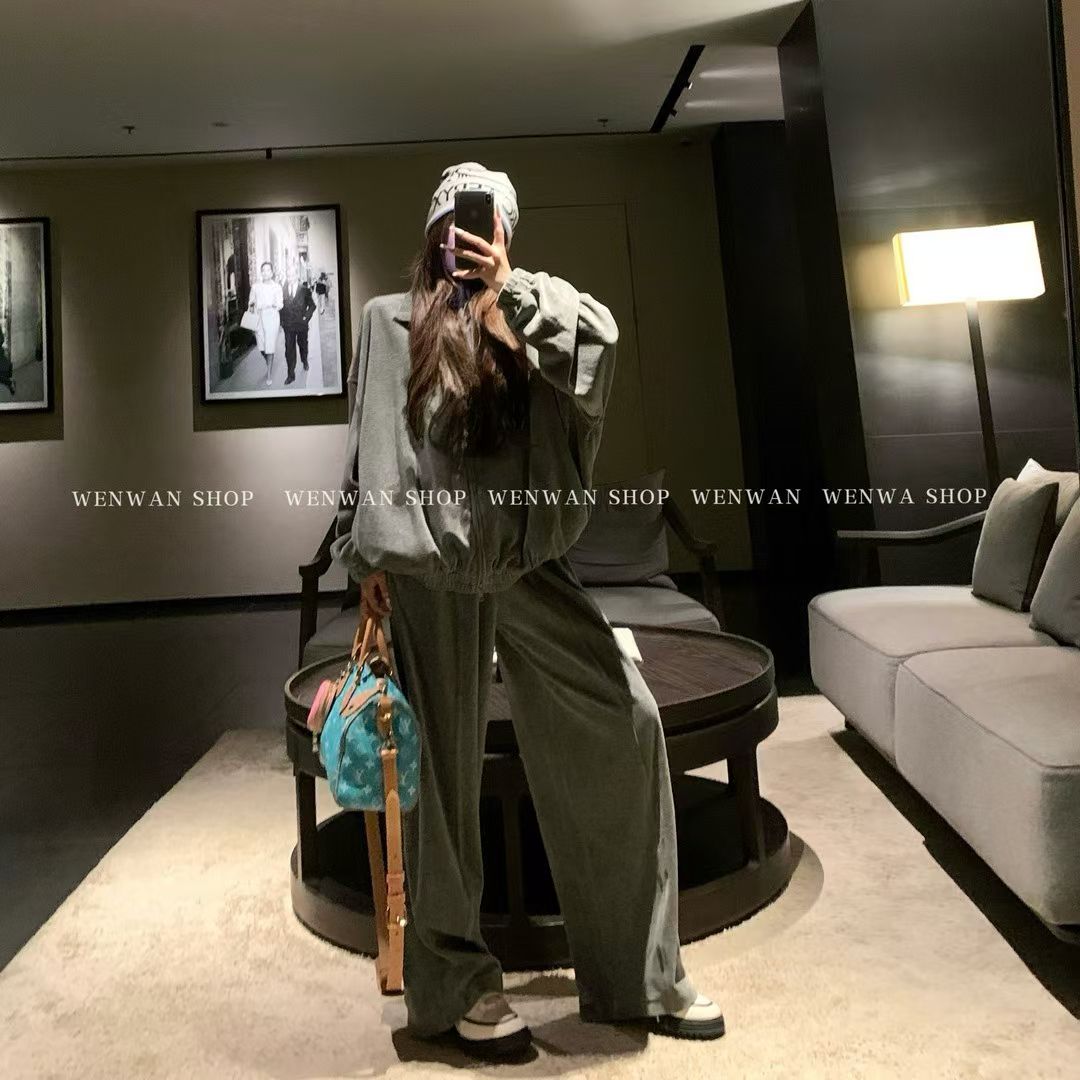 慵懒风加绒宽松卫衣套装