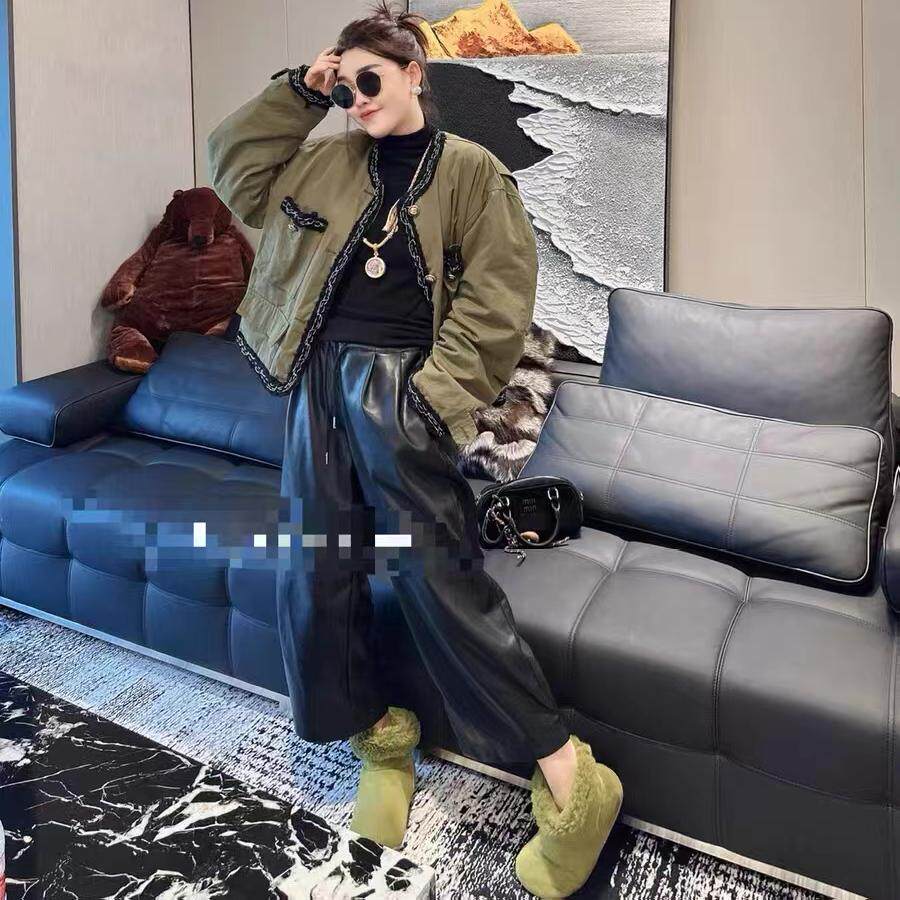 欧洲站25秋冬新款韩版撞色拼接百搭夹棉小香风长袖夹克棉服外套女