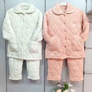 香蜜闺秀25403066女款 家居服 三层夹棉睡衣绒毛蓄温防风保暖套装