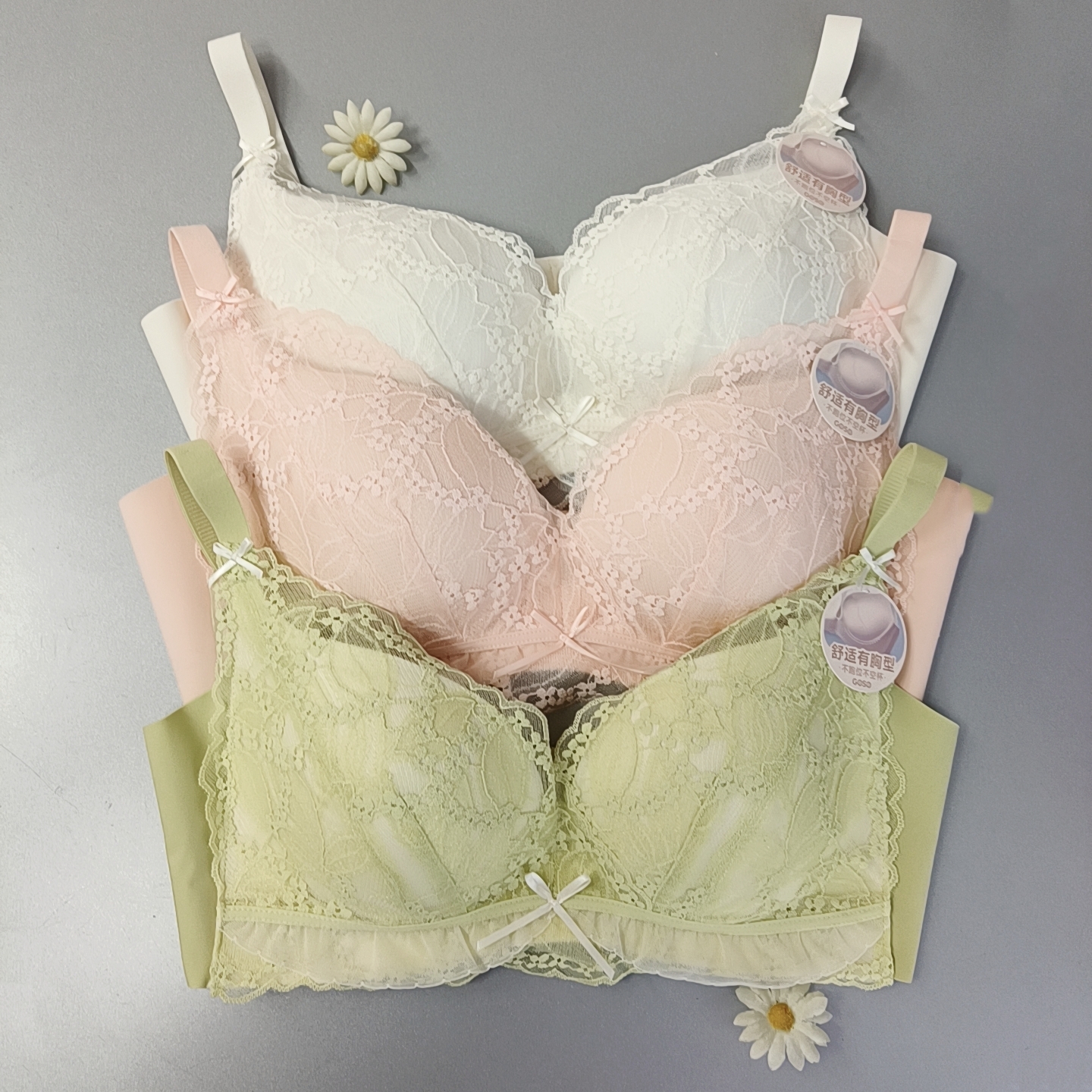 香蜜闺秀C杯薄款3312007蕾丝内衣小胸聚拢无钢圈三排扣上托文胸