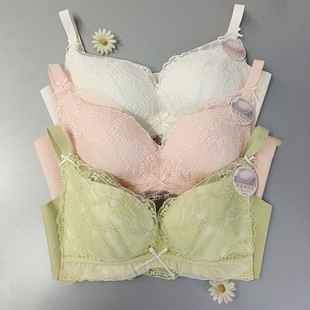 香蜜闺秀C杯薄款 3312007蕾丝内衣小胸聚拢无钢圈三排扣上托文胸