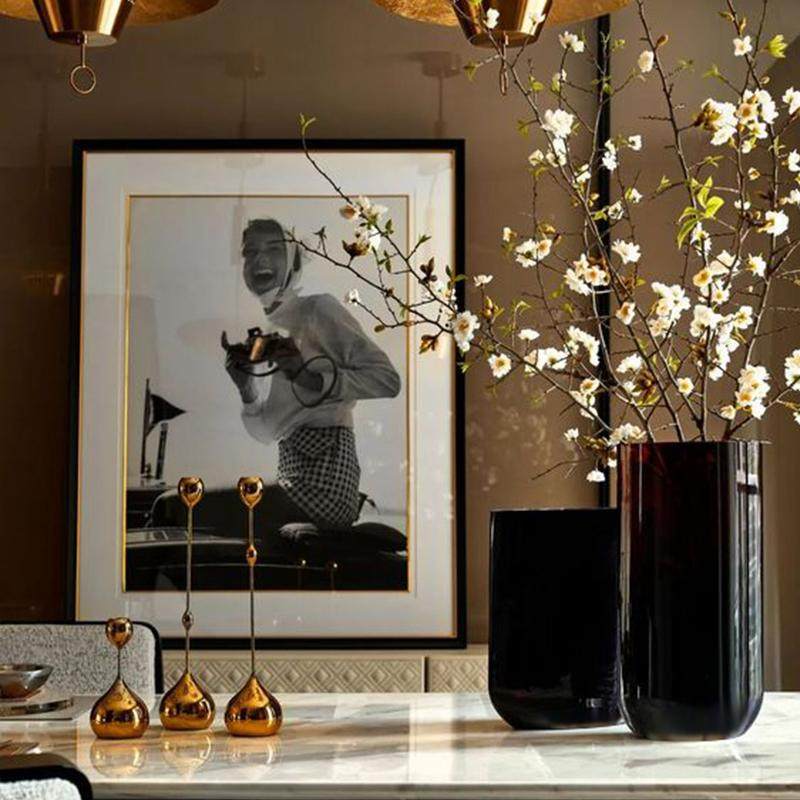 现代轻奢样板间玻璃花瓶摆件客厅插花售楼处摆设高级感花器装饰品,家居饰品,家饰软装搭配套装,淘宝优惠券,粉丝福利购,淘宝优惠卷