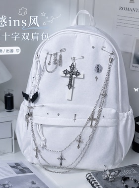 哥特十字架银链大容量双肩包