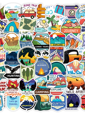 100张户外旅行涂鸦贴纸卡通创意DIY手机壳笔记本手账装饰贴画自粘