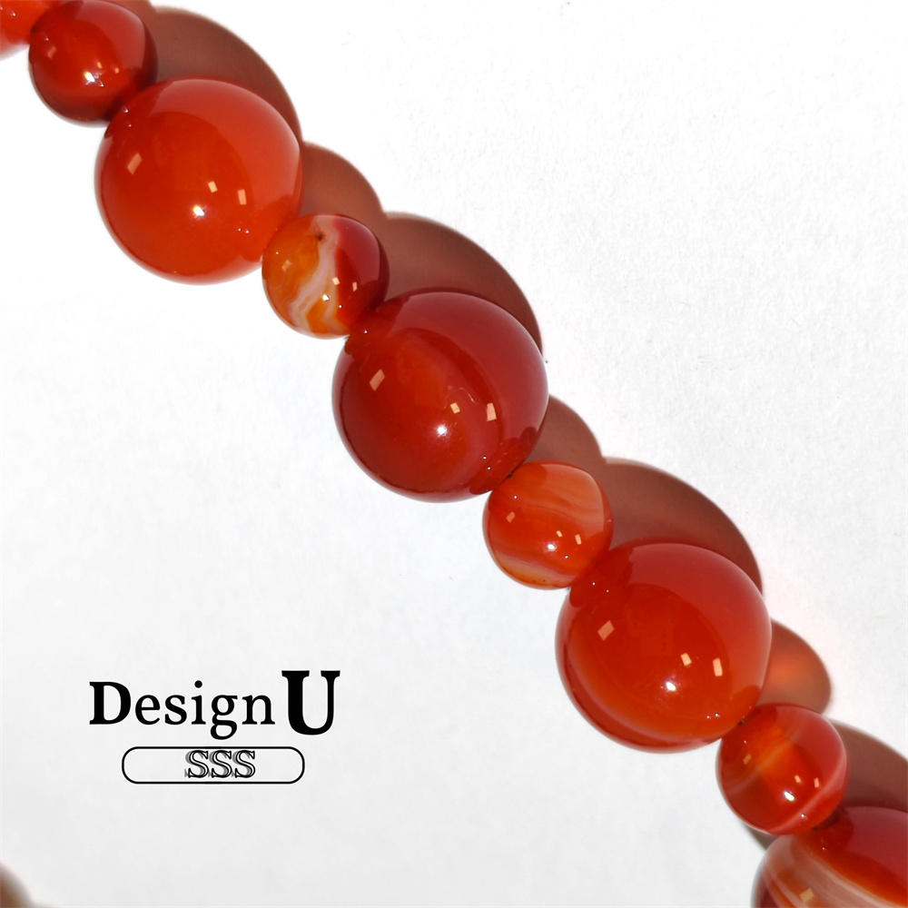 天然石玛瑙转运珠串珠项链红色