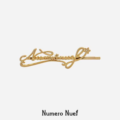 Nuef “Cornucopia”复古镶钻绕线字母金属一字夹刘海夹
