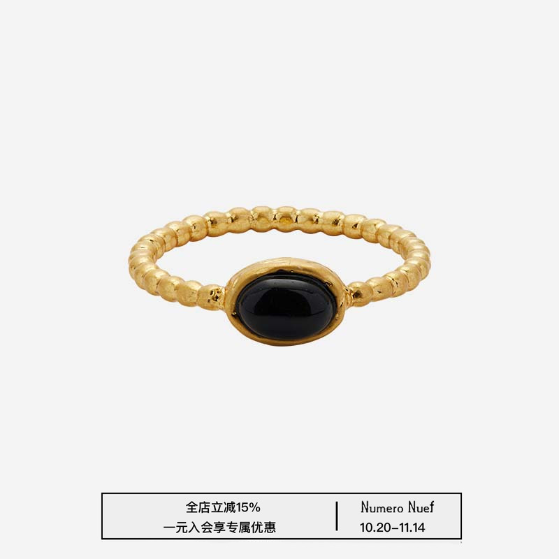 Nuef “ Riche comme Priam ”系列 黑玛瑙镶嵌连珠素圈戒指