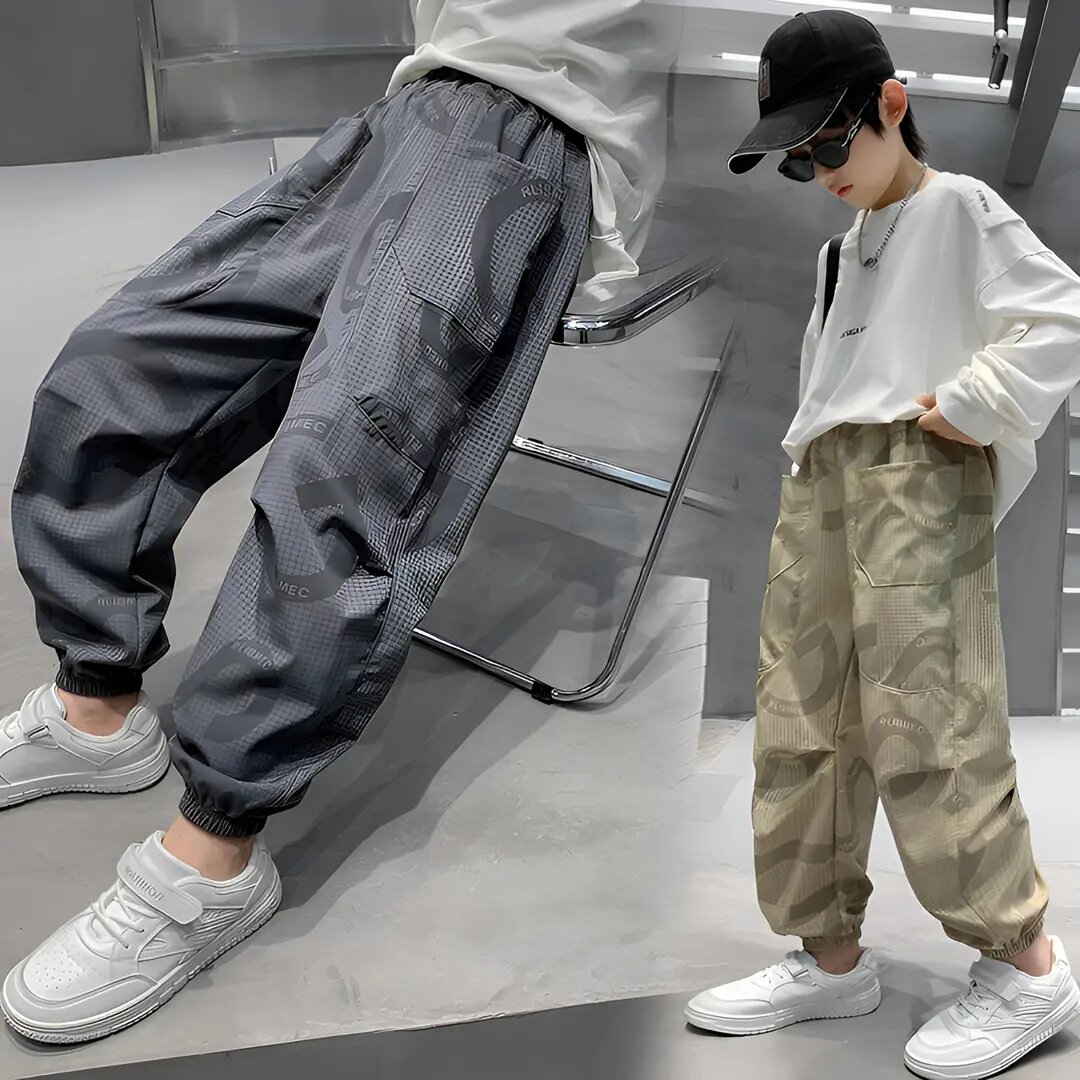 男童裤子夏季薄款2026新款防蚊裤夏天装运动大童宽松休闲速干长裤