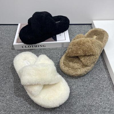 厚底真皮羊羔毛皮毛一体毛毛鞋