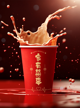 结婚杯子加厚订婚礼婚宴一次性纸杯家用喜庆红色茶杯婚庆用品大全