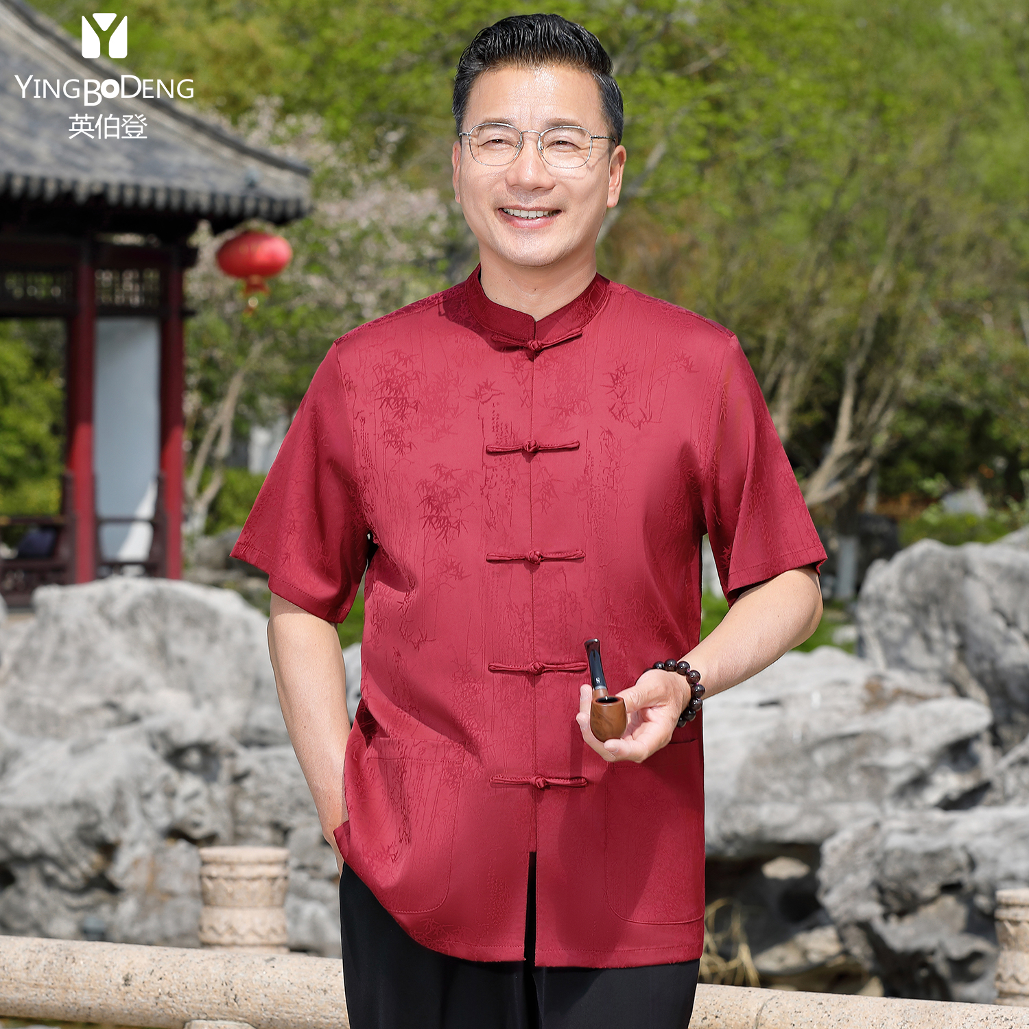 爸爸夏季套装中年男新中式休闲唐装中老年人爷爷短袖冰丝洋气衣服