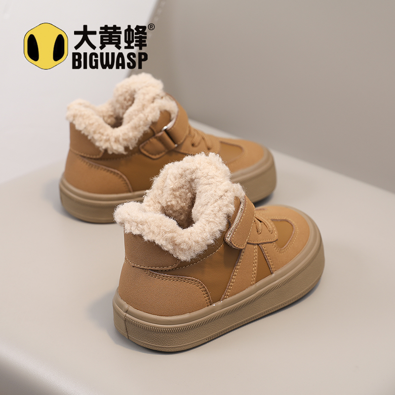 大黄蜂女童二棉鞋秋冬加绒2025休闲新款中大童保暖软底儿童运动鞋