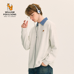 卫衣加绒潮流上衣休闲针织翻领T恤情侣装 威廉福克斯男装 秋冬长袖