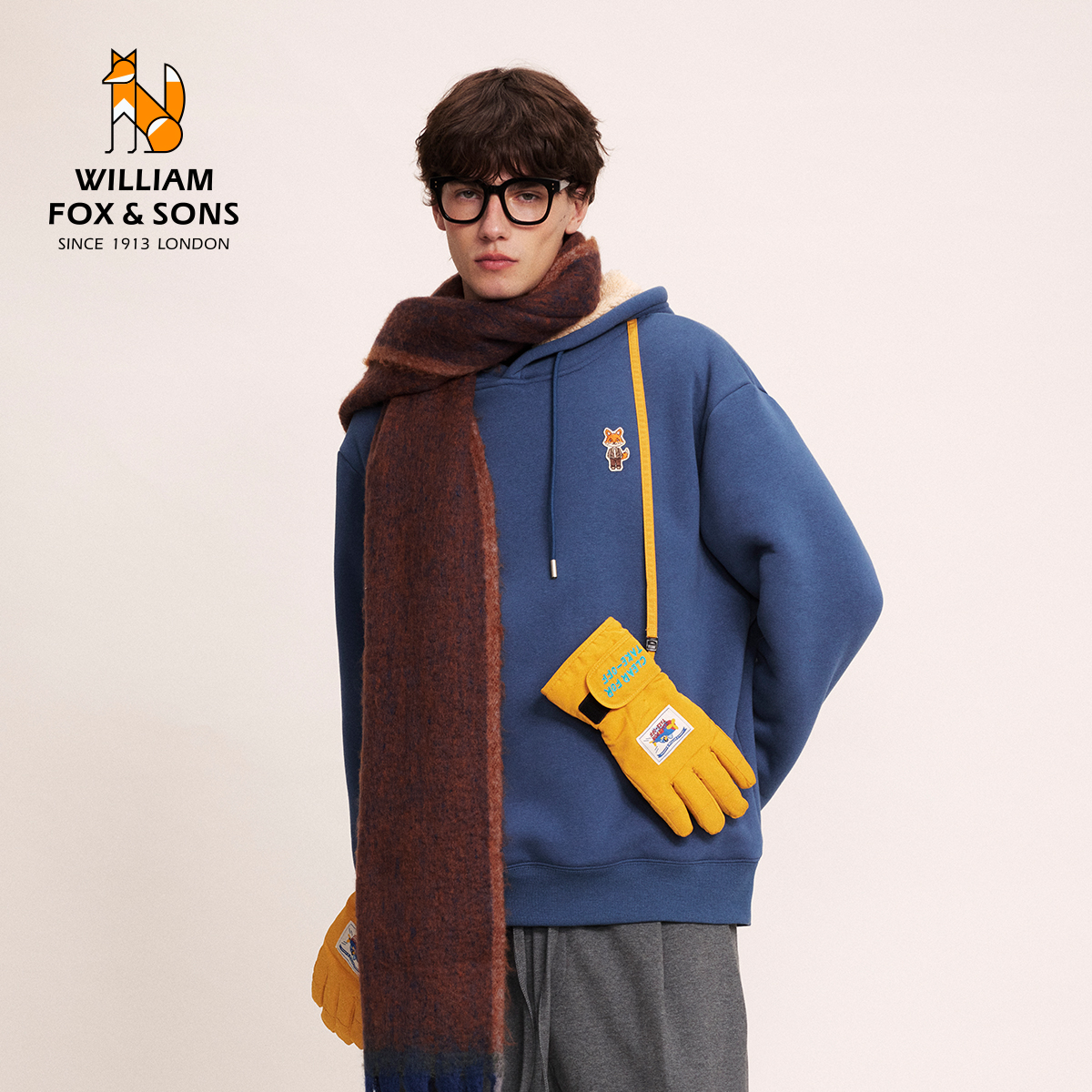 情侣英国小狐狸连帽卫衣男女