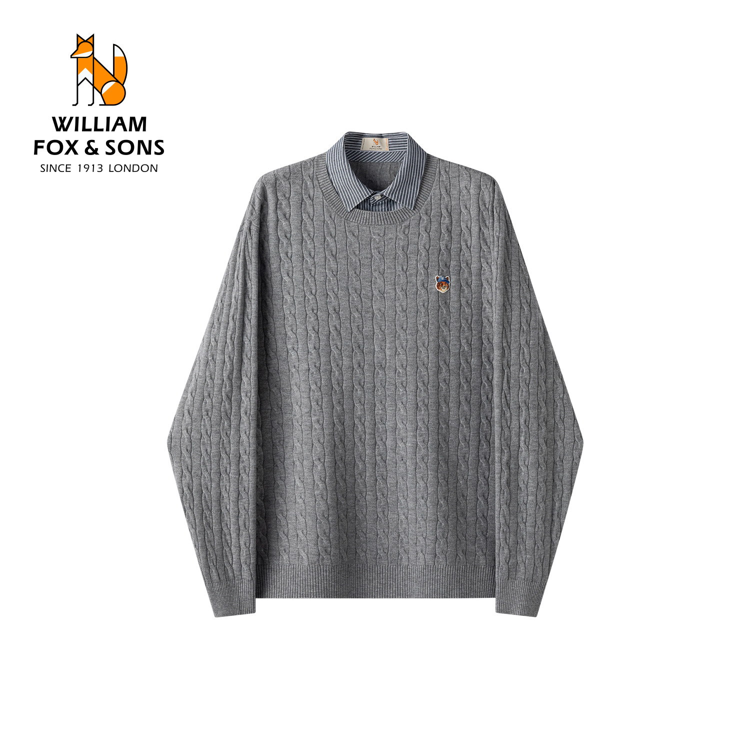 【10.20新品5折】假两件毛衣衬衫领拼接针织衫复古学院风长袖上衣