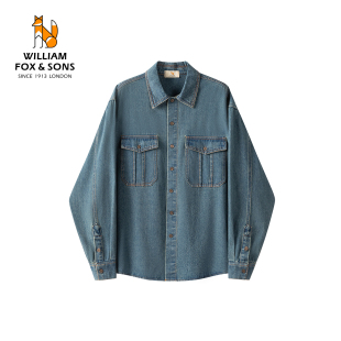美式 威廉福克斯男装 牛仔衬衫 新款 复古做旧宽松休闲外套男 2026春季