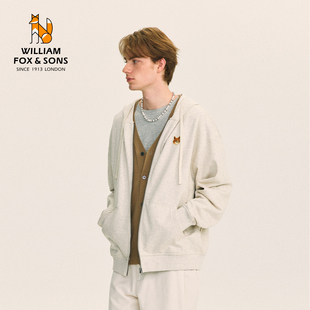 拉链连帽卫衣男款 威廉福克斯男装 长袖 新款 纯棉宽松休闲外套 春季
