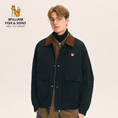 威廉福克斯冬季 高密复古防钻绒巴恩风复古翻领羽绒服夹克外套男款