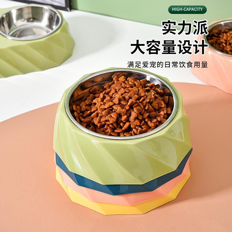 猫狗碗不锈钢塑料单双碗猫咪喂食防漏水饭盆宠物自动饮水猫盆用品