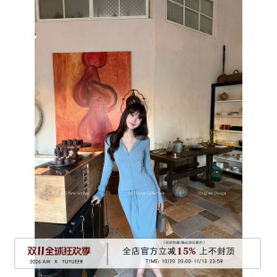 Yuyueer愉悦喻悦 连帽修身拉链袖套卫衣女秋季直筒中长半裙套装