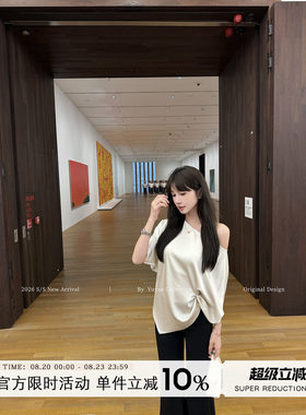 缎面蝙蝠袖设计感T恤女夏季韩版