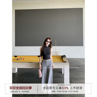 Yuyueer韩版垂感直筒休闲裤女夏季气质简约百搭阔腿宽松显瘦长裤