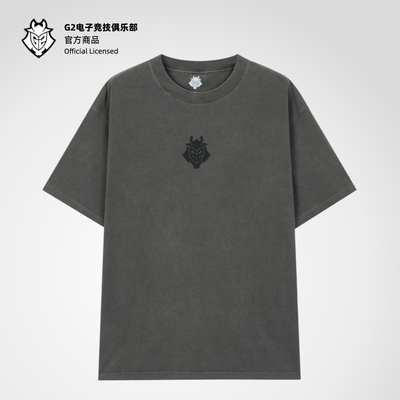 G2战队周边重磅纯棉T恤水洗深灰