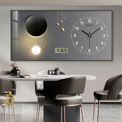 轻奢电表箱装饰画电子万年历带钟表画遮挡配电箱总开关高级感挂画