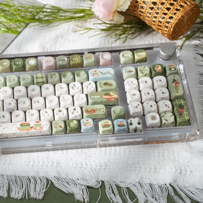 KiiBOOM奇不木 芽芽野餐原创键帽MOA 原厂PBT机械键盘144键全套