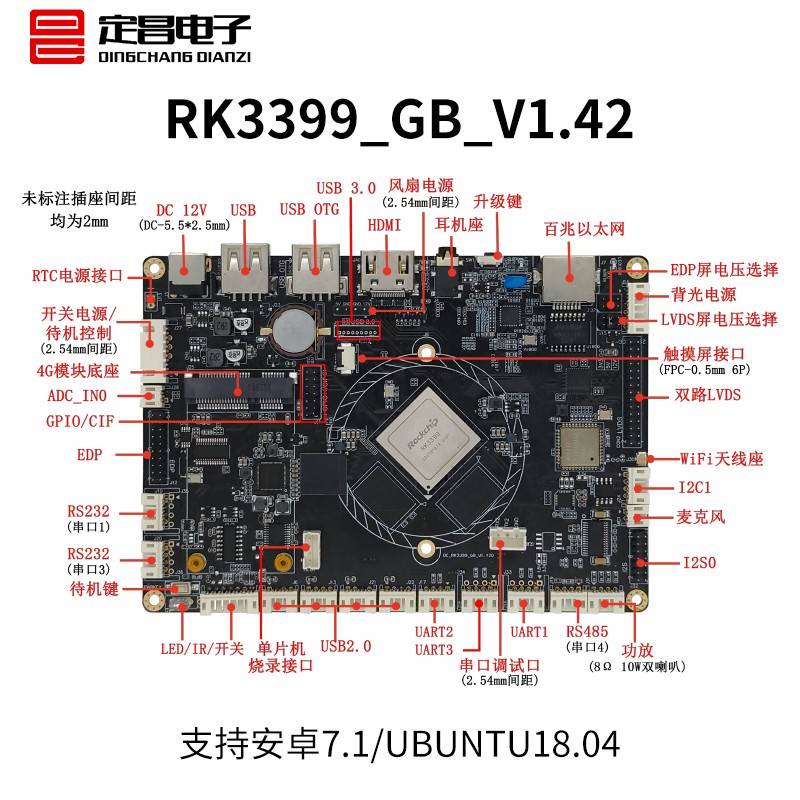 瑞芯微RK3399Pro开发板核心板带NPU六核高性能AI人工智能安卓主板