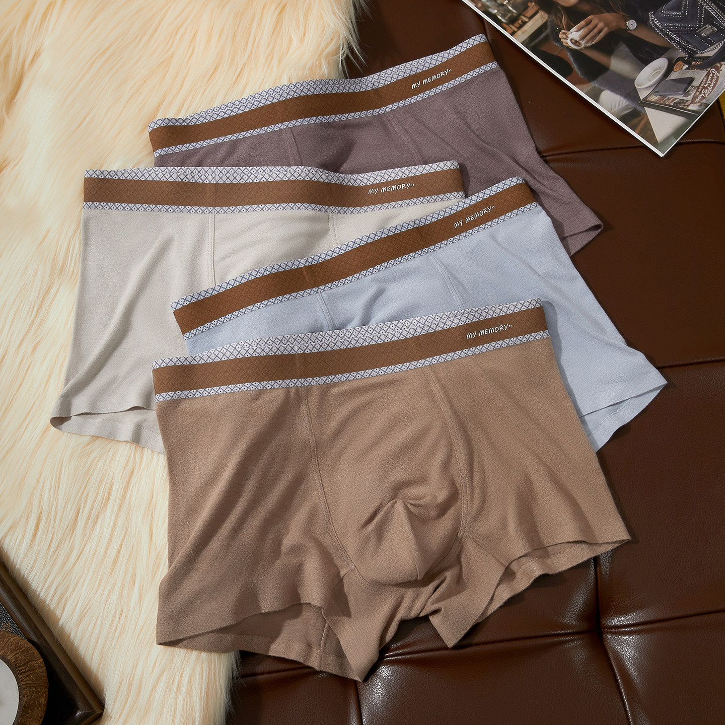 秋冬男士美拉德抑菌亲肤平角内裤