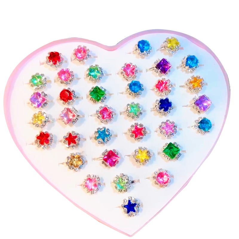 儿童戒指指环宝女童公主可爱女孩首饰品卡通塑料小戒指幼儿首饰盒