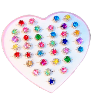 儿童戒指指环宝女童公主可爱女孩首饰品卡通塑料小戒指幼儿首饰盒