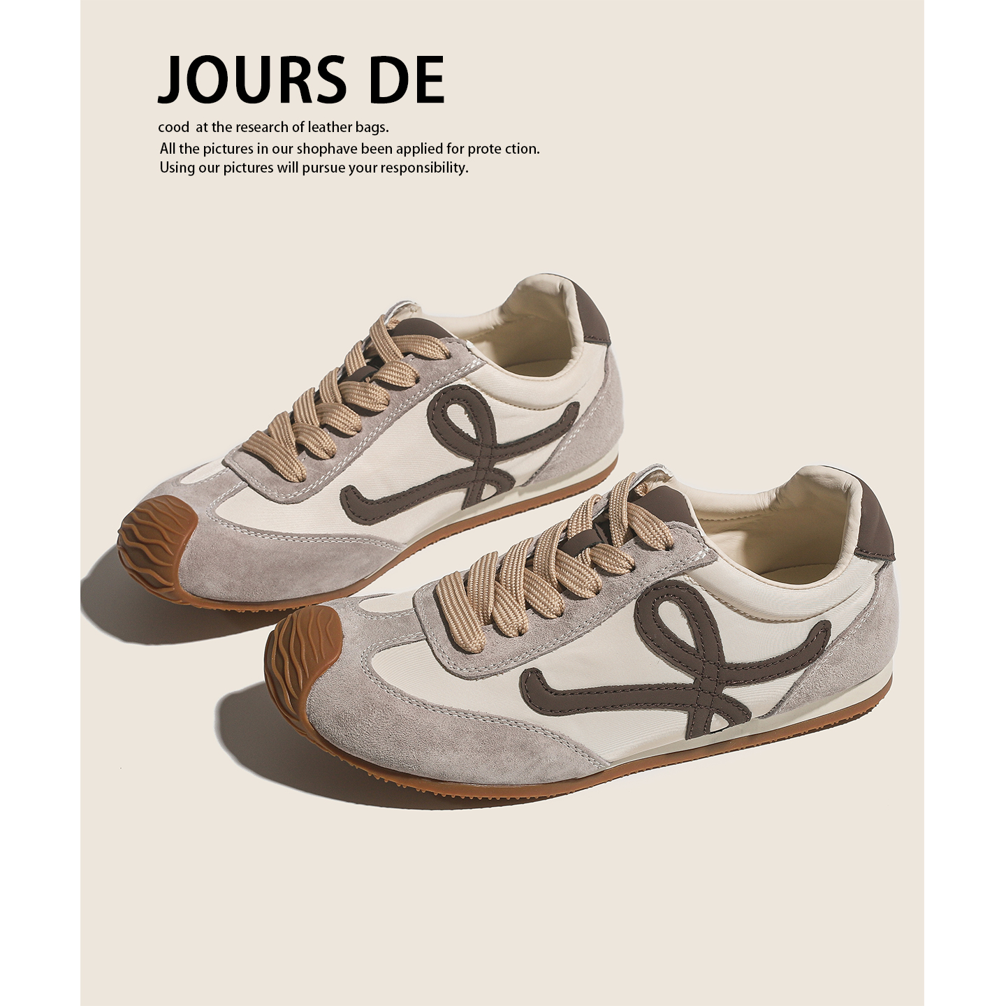 真皮~平底内增高复古德训鞋女