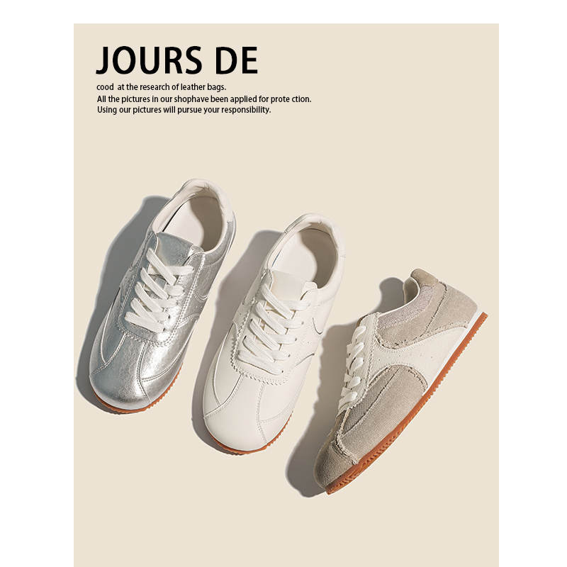 牛皮~复古德训鞋女款2025新款超火真皮休闲拼色百搭阿甘运动板鞋