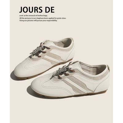 牛皮复古学生百搭休闲德训鞋女2026新款运动鞋真皮平底阿甘鞋板鞋