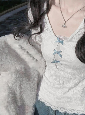 白色纯欲风蕾丝打底衫女春2026新款修身显瘦内搭小衫长袖上0206zd