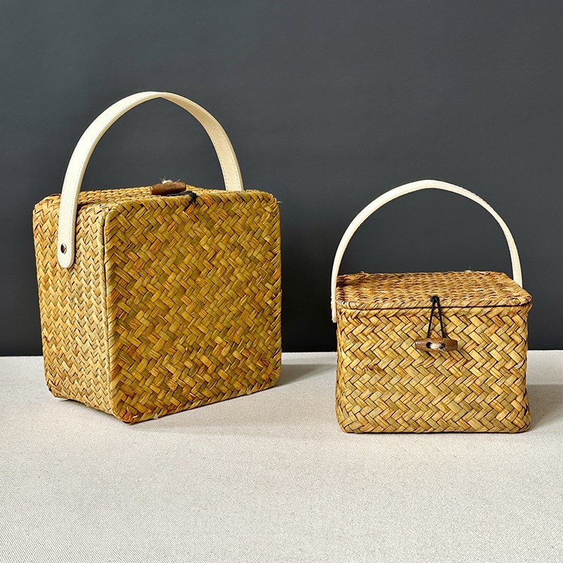端午节森系编织篮伴手礼竹篮子礼盒空盒子手工编织工艺品藤编礼盒