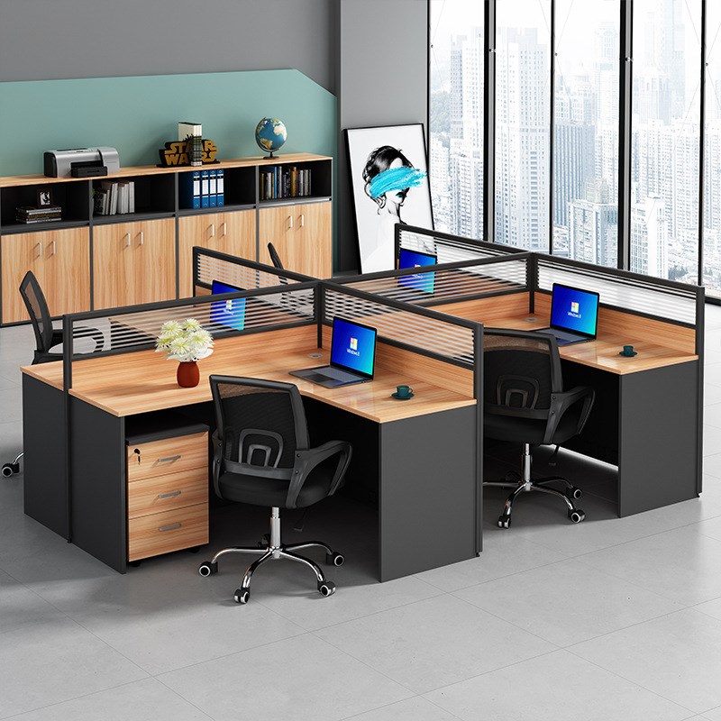 转角屏风办公桌简约现代办公室卡座 职员办公桌椅组合卡位 员工桌