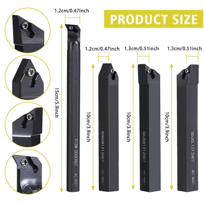 跨境车床刀杆车削工具套装DCMT070204刀片+S12M-SDUCR07车削工具