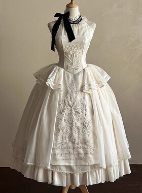 【自由信笺六团尾款】Snow 雪野一梦 cla系挂脖绣花长裙lolita