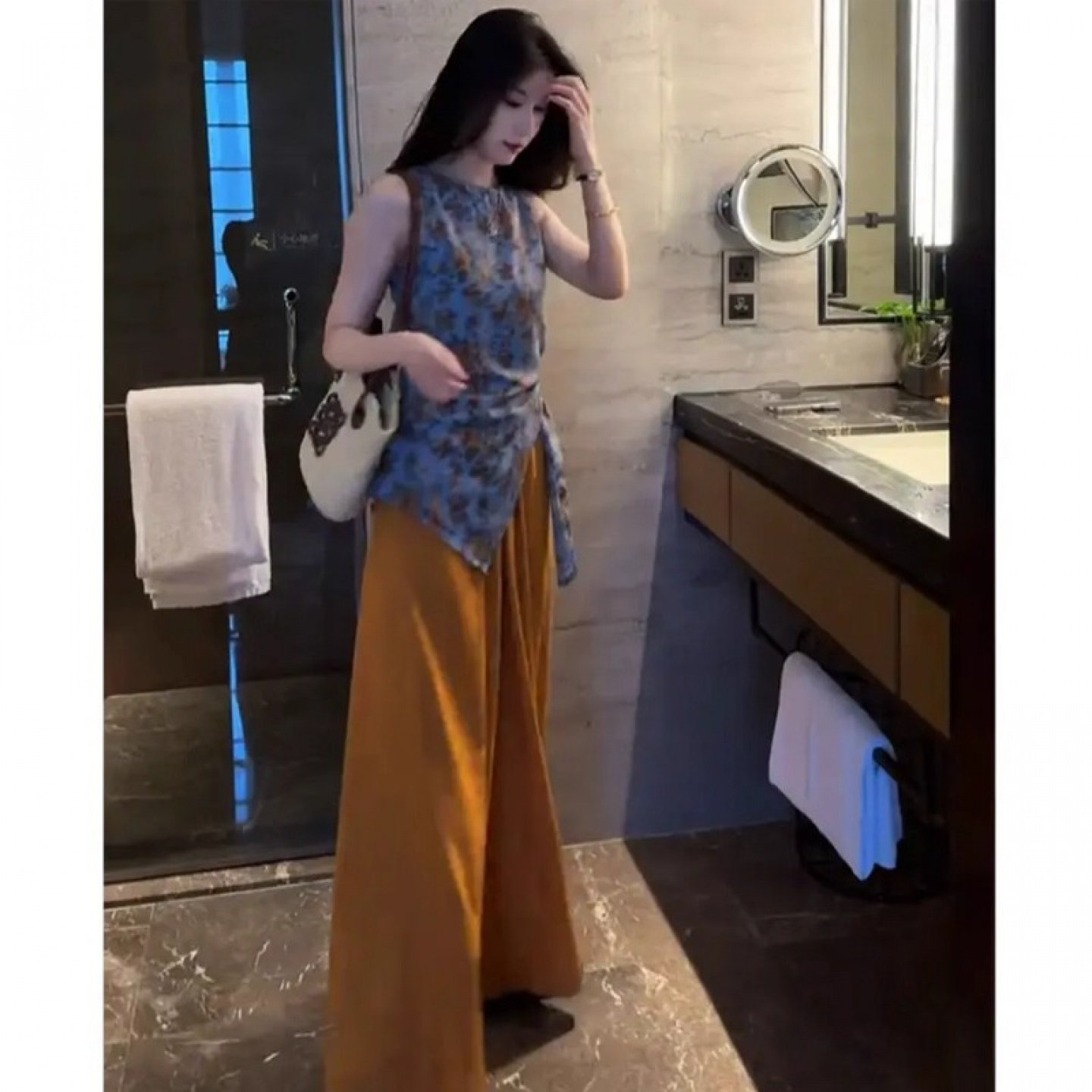 轻熟风复古碎花套装60