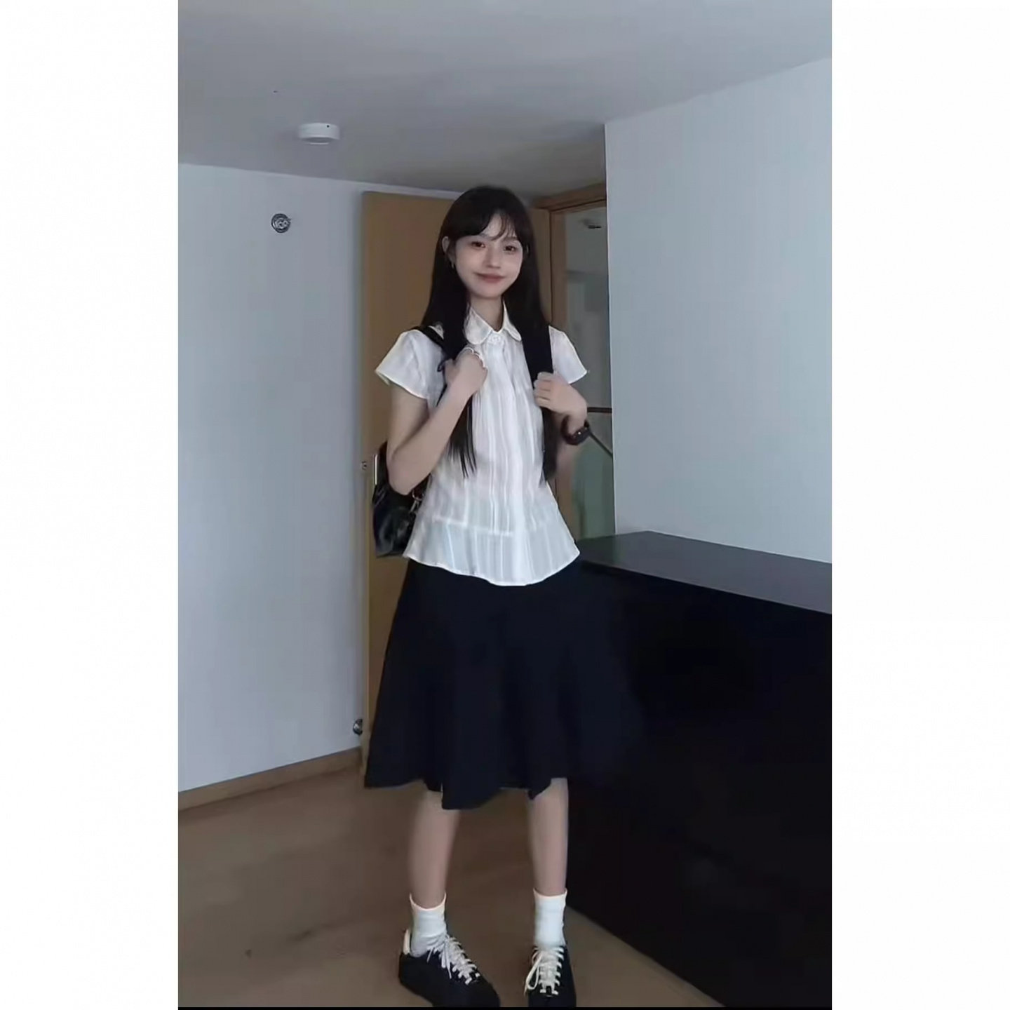 2025夏日条纹衬衫裙两件套
