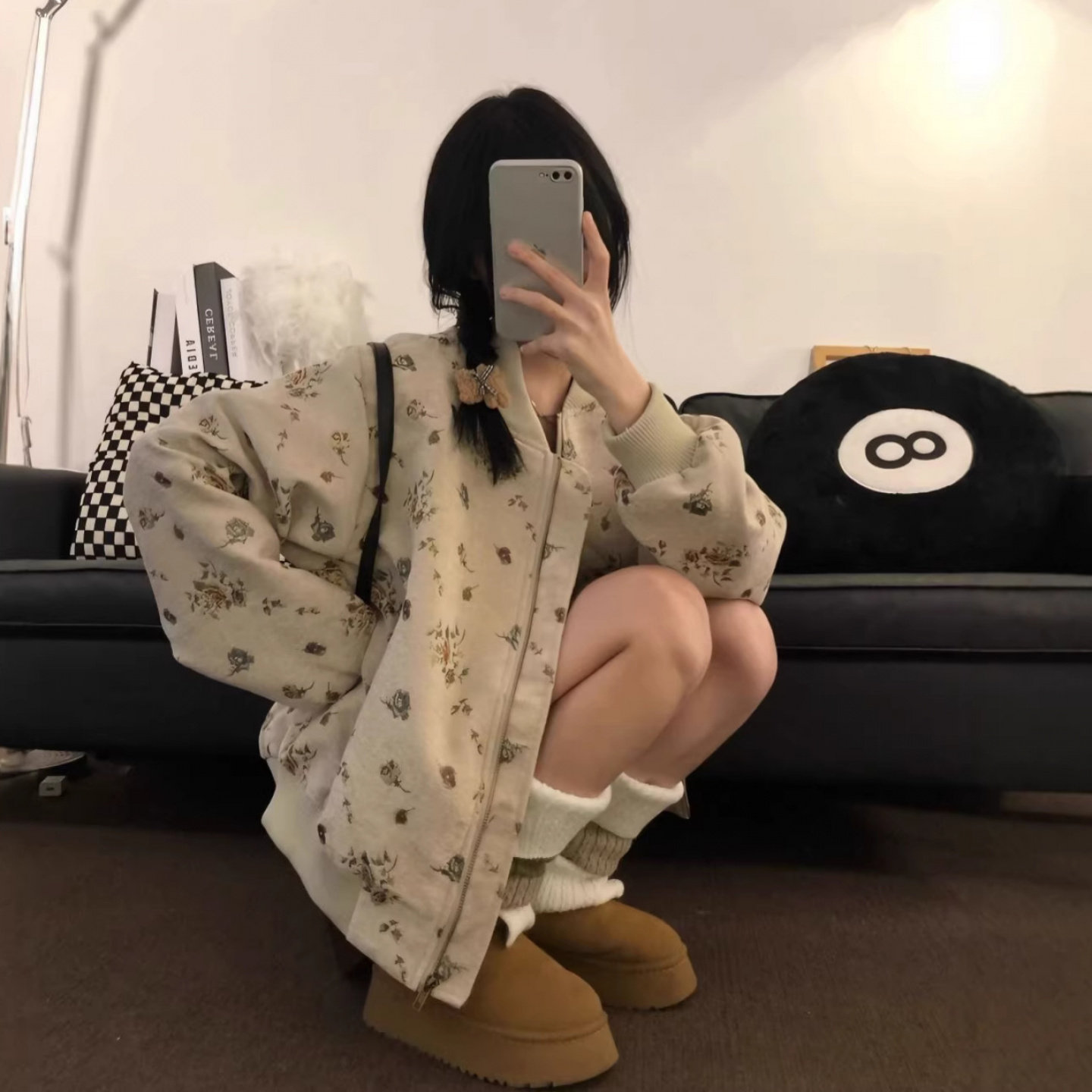 美式复古碎花长袖夹克