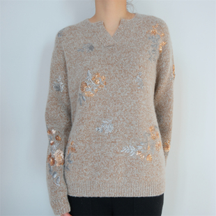 BC闪耀针织羊绒衫 505克 100%山羊绒W1085